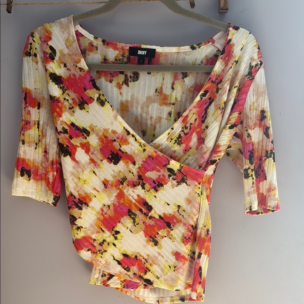 DKNY Women's Multicolor Wrap Top